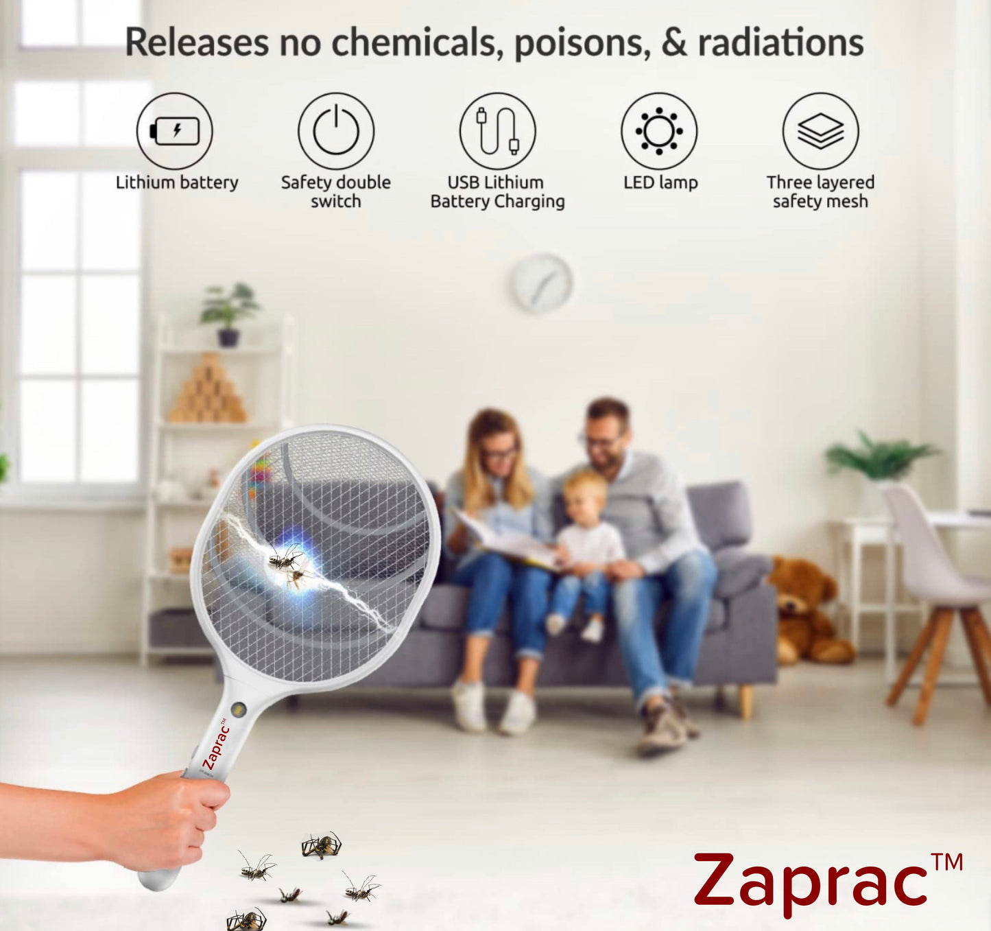 ZapRac™ - 5 in 1 Electric Mosquito Zapper/Lamp (Rechargeable)